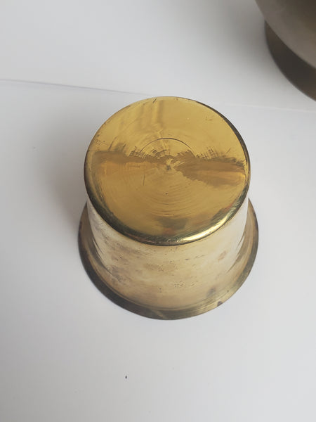 Vintage Indian Brass Water Jug w/ Built-in Brass Cup