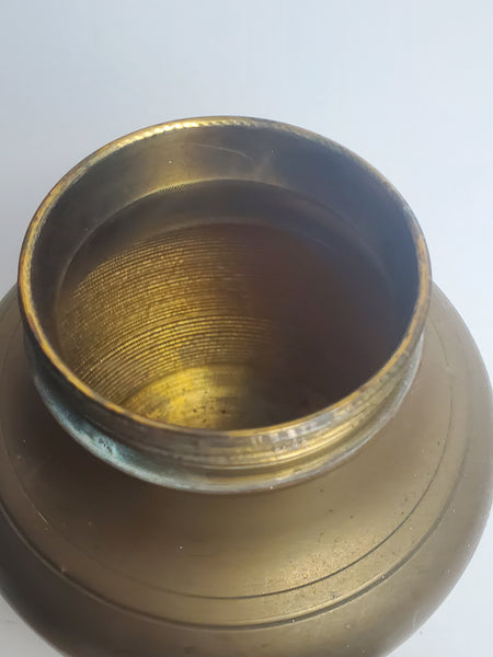 Vintage Indian Brass Water Jug w/ Built-in Brass Cup