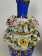 Jacob Petit - Antique Pair of Porcelain Flower Encrusted Scent Bottles With Stoppers
