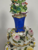 Jacob Petit - Antique Pair of Porcelain Flower Encrusted Scent Bottles With Stoppers