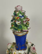 Jacob Petit - Antique Pair of Porcelain Flower Encrusted Scent Bottles With Stoppers