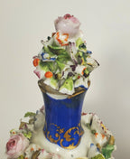 Jacob Petit - Antique Pair of Porcelain Flower Encrusted Scent Bottles With Stoppers