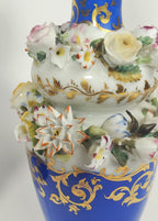 Jacob Petit - Antique Pair of Porcelain Flower Encrusted Scent Bottles With Stoppers