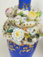 Jacob Petit - Antique Pair of Porcelain Flower Encrusted Scent Bottles With Stoppers