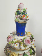 Jacob Petit - Antique Pair of Porcelain Flower Encrusted Scent Bottles With Stoppers