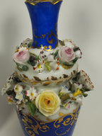 Jacob Petit - Antique Pair of Porcelain Flower Encrusted Scent Bottles With Stoppers