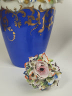 Jacob Petit - Antique Pair of Porcelain Flower Encrusted Scent Bottles With Stoppers