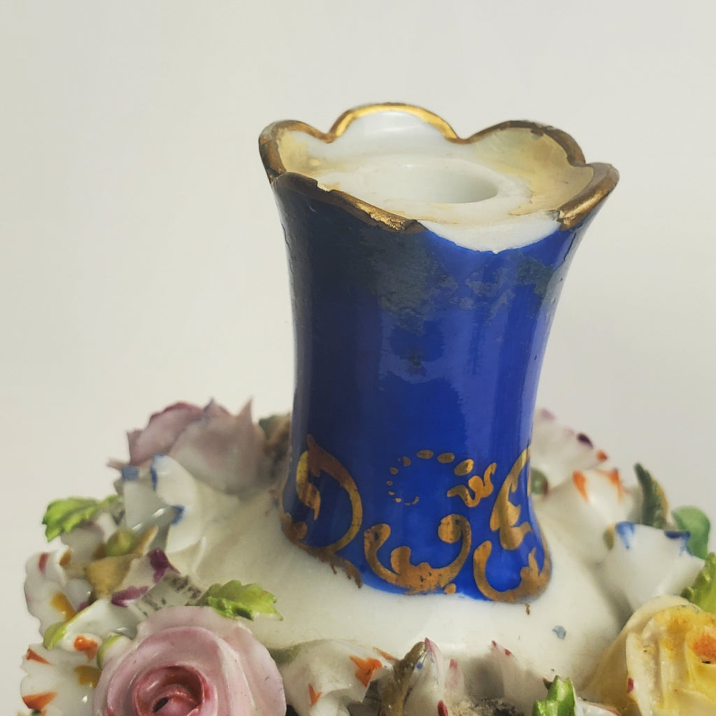 Jacob Petit - Antique Pair of Porcelain Flower Encrusted Scent Bottles With Stoppers