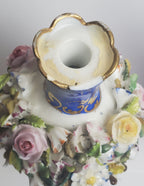 Jacob Petit - Antique Pair of Porcelain Flower Encrusted Scent Bottles With Stoppers