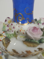 Jacob Petit - Antique Pair of Porcelain Flower Encrusted Scent Bottles With Stoppers