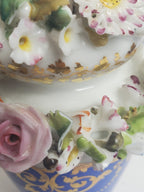 Jacob Petit - Antique Pair of Porcelain Flower Encrusted Scent Bottles With Stoppers