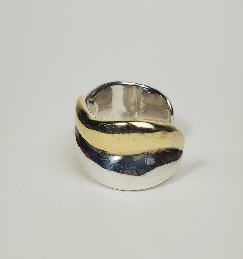 Orit Schatzman - Sterling Silver and Gold Tone Braid Design Cuff Bracelet