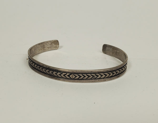 Vintage Engraved Design Silver Bangle Bracelet