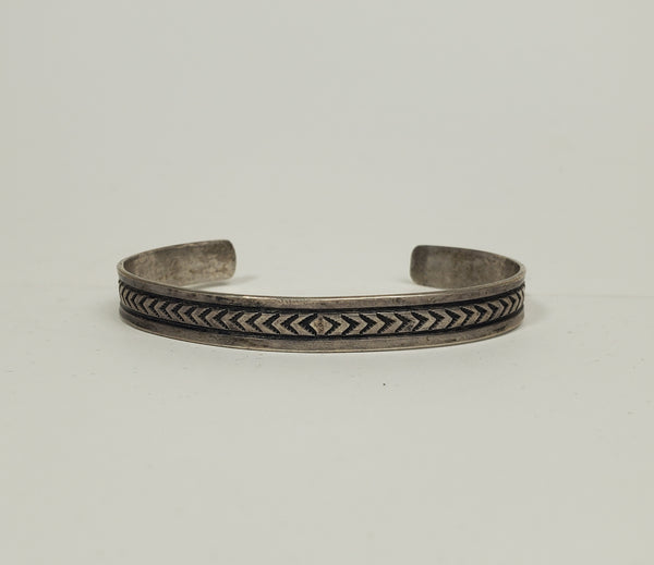 Vintage Engraved Design Silver Bangle Bracelet