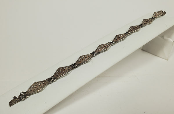 Vintage 800 Silver Filigree Link Bracelet