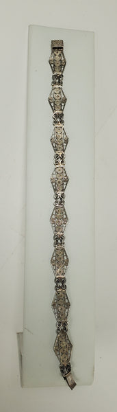 Vintage 800 Silver Filigree Link Bracelet