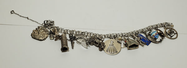 Vintage Sterling Silver World Traveler Charm Bracelet