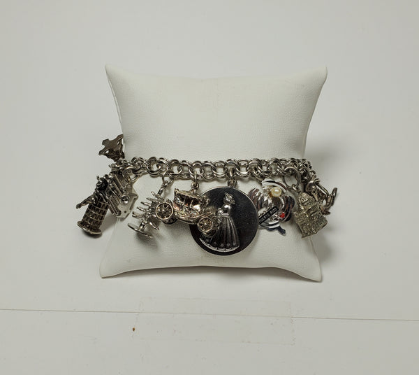 Vintage Sterling Silver World Traveler Charm Bracelet