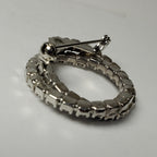 Vintage Silver Hoops Brooch with Clear and Blue Crystals