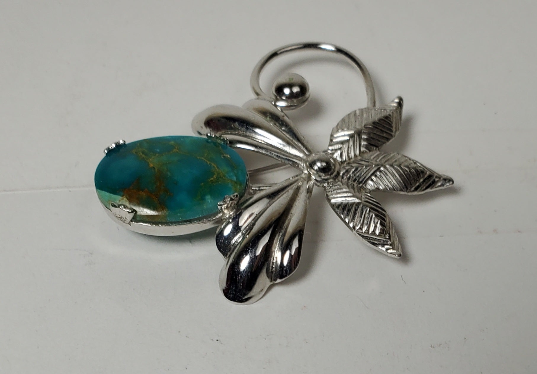 Sorrento - Vintage Mid-Century Sterling Silver and Turquoise Brooch