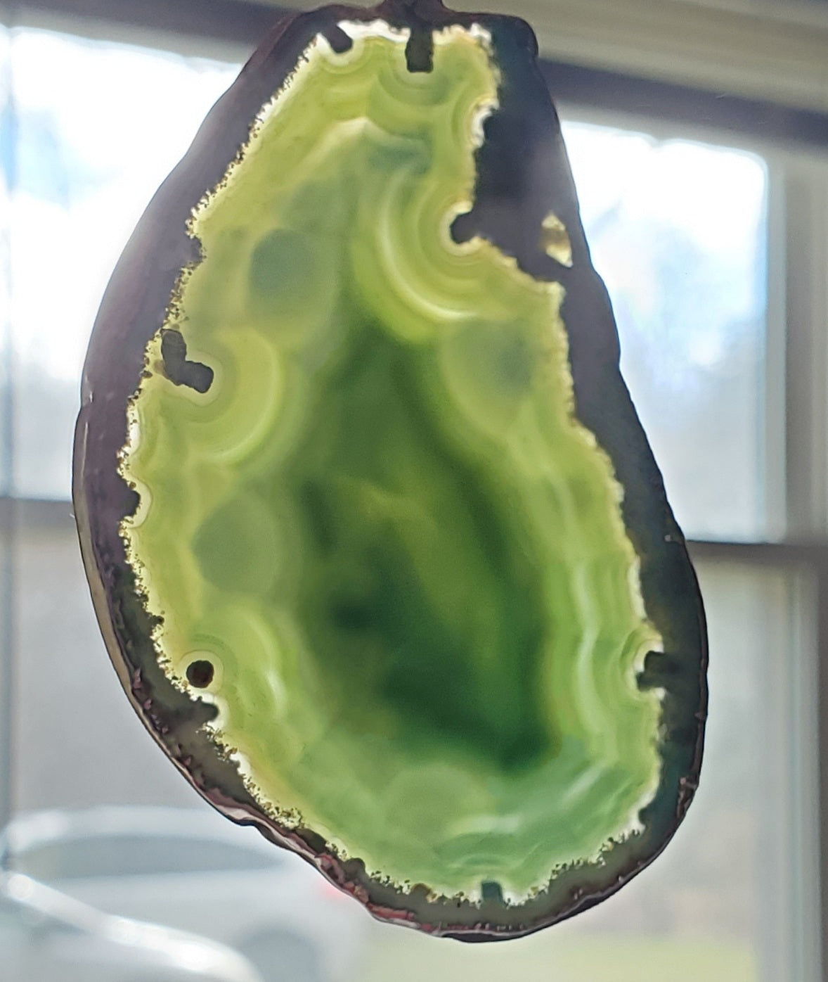 Green Agate Slice Pendant