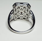 Garnet and Sterling Silver Art Deco Design Ring - Size 8