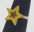 Adjustable Yellow & Blue Enamel Star Toe Ring - Size 2+