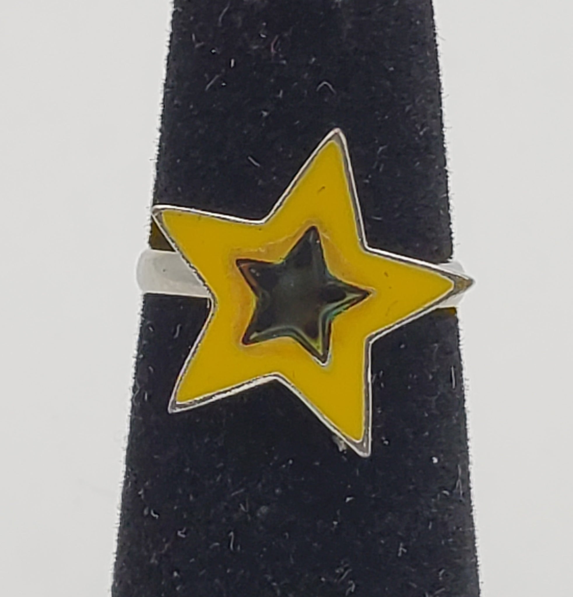 Adjustable Yellow & Blue Enamel Star Toe Ring - Size 2+