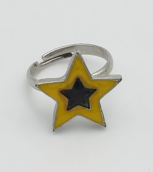 Adjustable Yellow & Blue Enamel Star Toe Ring - Size 2+
