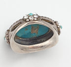 Barse - Faceted Turquoise LARGE Starting Silver Ring - size 7.75