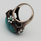 Barse - Faceted Turquoise LARGE Starting Silver Ring - size 7.75