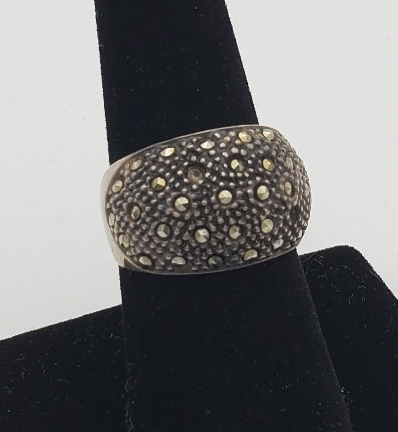 Vintage Sterling Silver Marcasite Ring - Size 7.5