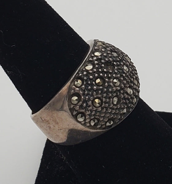 Vintage Sterling Silver Marcasite Ring - Size 7.5