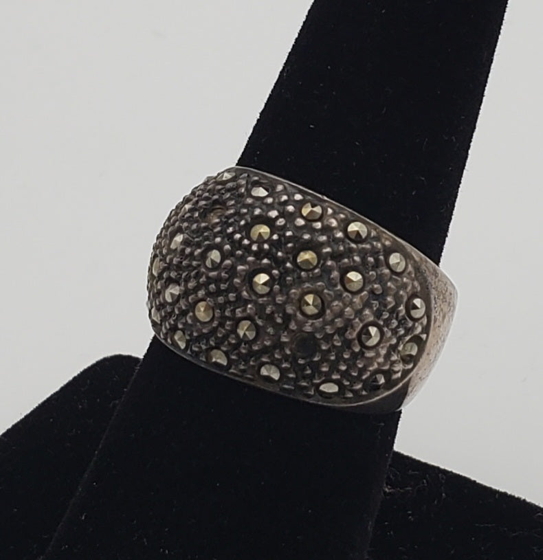 Vintage Sterling Silver Marcasite Ring - Size 7.5