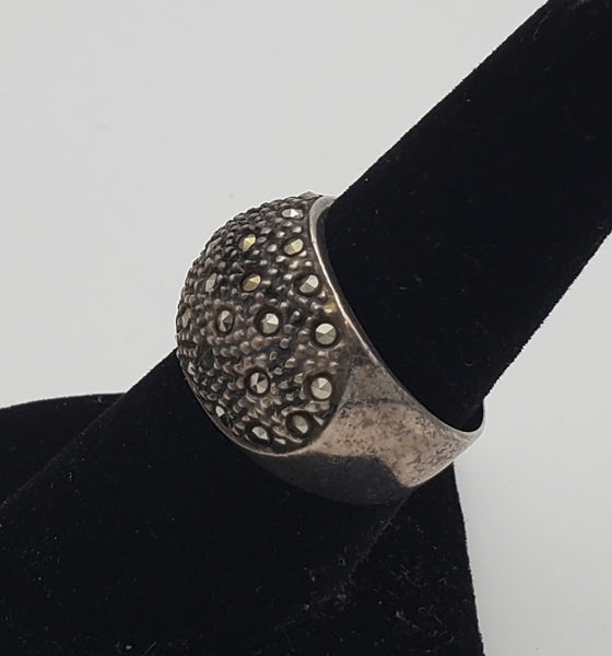 Vintage Sterling Silver Marcasite Ring - Size 7.5