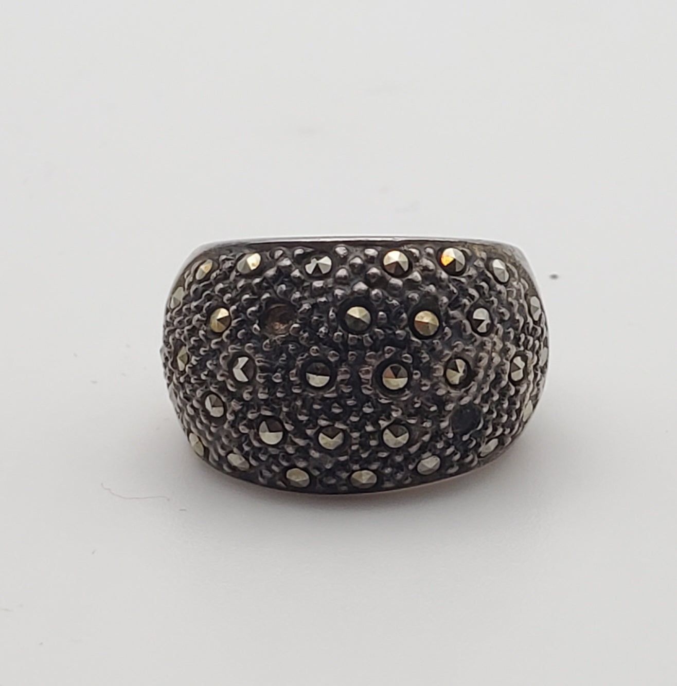 Vintage Sterling Silver Marcasite Ring - Size 7.5