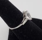 Heart Cut Crystal Glass Sterling Silver Ring - Size 6