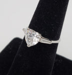 Heart Cut Crystal Glass Sterling Silver Ring - Size 6