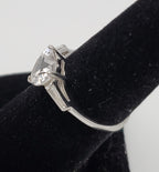 Heart Cut Crystal Glass Sterling Silver Ring - Size 6