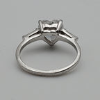 Heart Cut Crystal Glass Sterling Silver Ring - Size 6