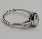 Heart Cut Crystal Glass Sterling Silver Ring - Size 6
