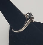 Black Marquise Glass Sterling Silver Ring - Size 7.5