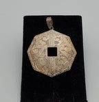 Vintage Heavy Sterling Silver Octagonal Engraved Design Pendant
