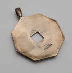 Vintage Heavy Sterling Silver Octagonal Engraved Design Pendant