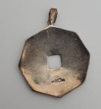 Vintage Heavy Sterling Silver Octagonal Engraved Design Pendant