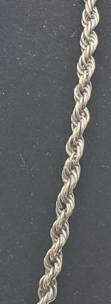 Vintage Twisted Rope Sterling Silver Chain Mexican Necklace - 24"