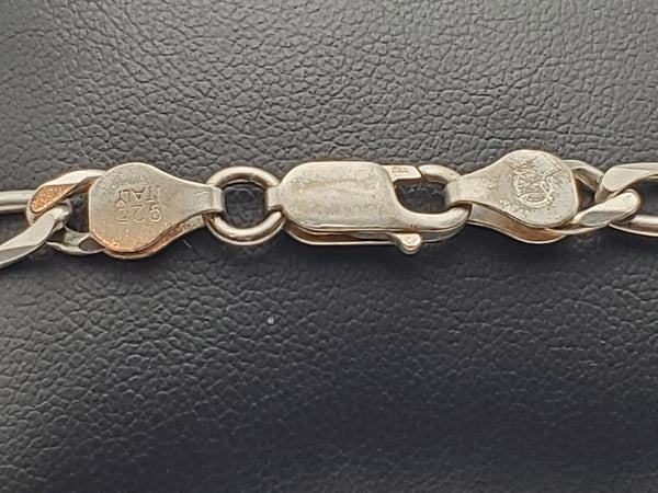 Vintage Italian Sterling Silver Figaro Link Bracelet - 8"