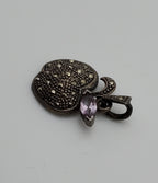 Vintage Sterling Silver Apple Pendant with Amethyst and Marcasite