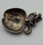 Vintage Sterling Silver Apple Pendant with Amethyst and Marcasite