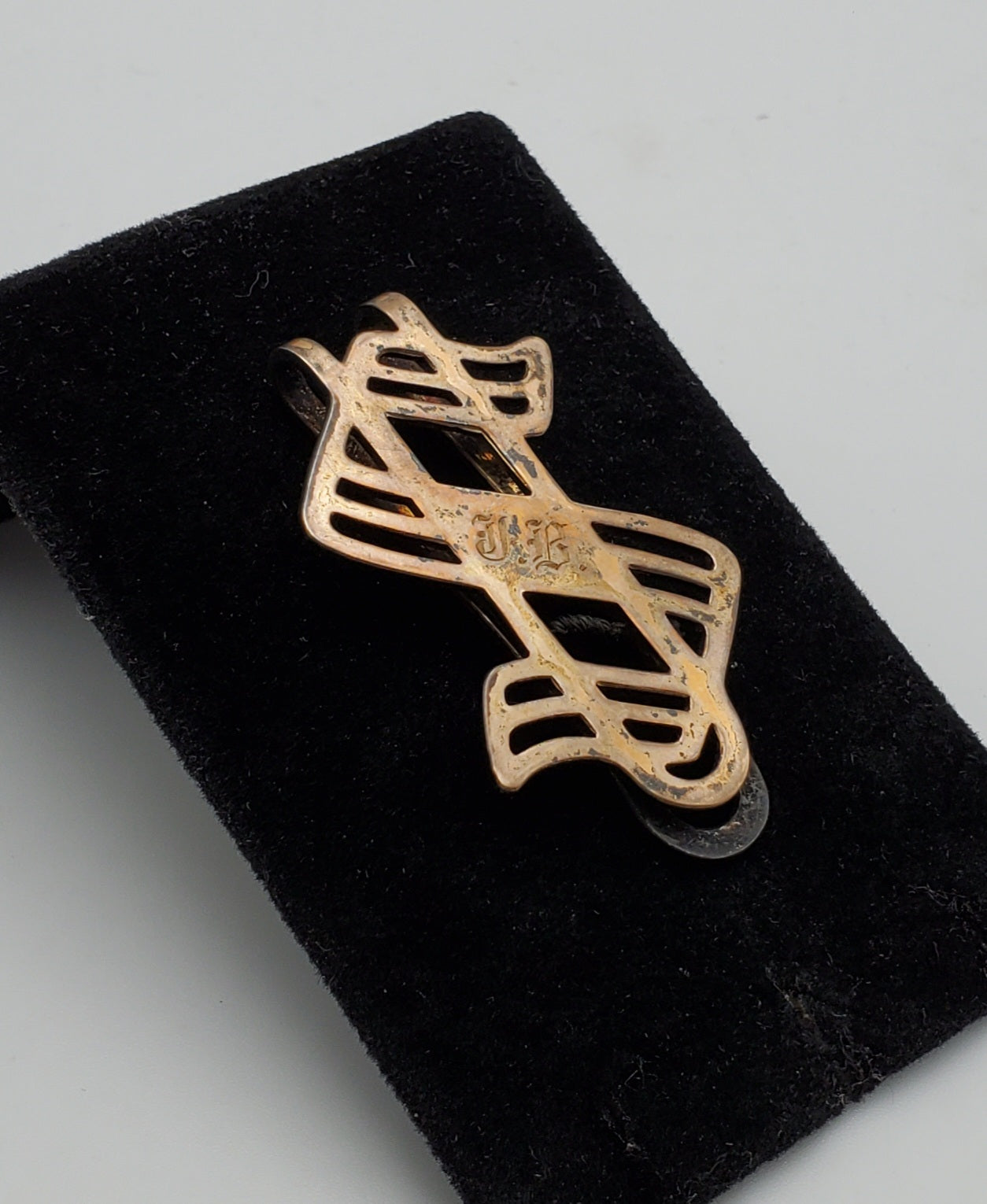 Ehlers & Co. - Vintage Sterling Silver Gold Filled Monogrammed Dollar Sign Money Clip